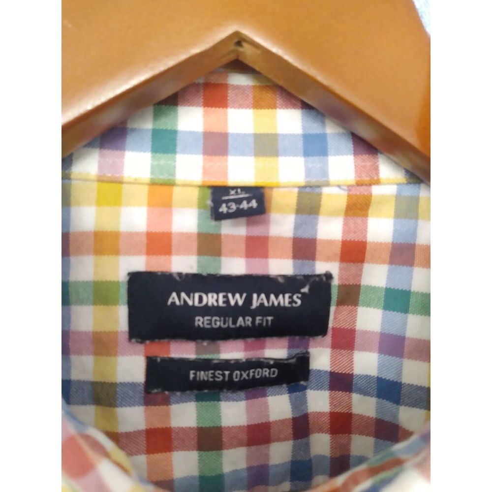 Andrew James Oxford Shirt Multi-Color Plaid Check Button Down Regular Fit XL